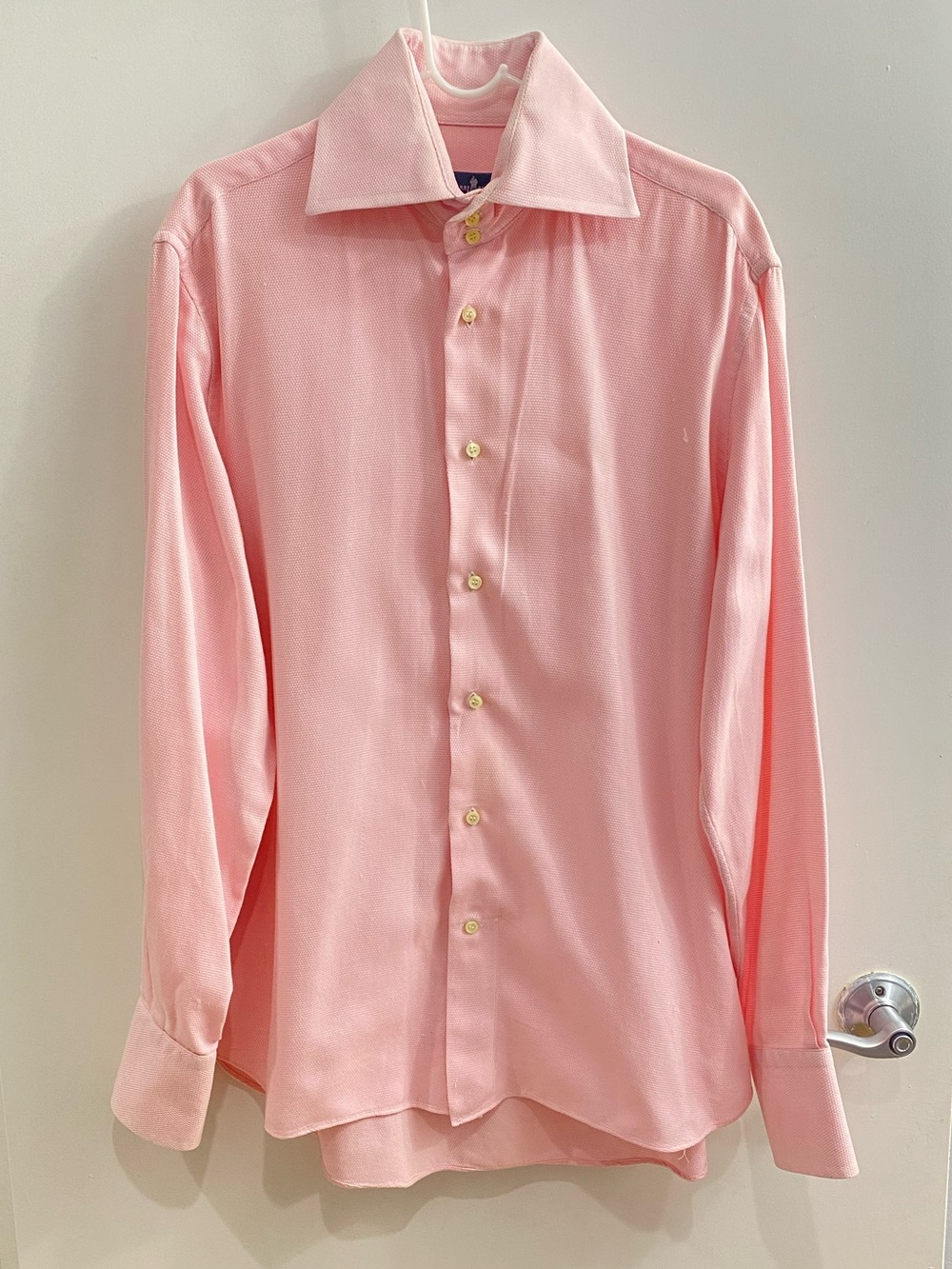 Eredi Pisano Pink Long Sleeve Button-Up Dress Shirt Classic Collar